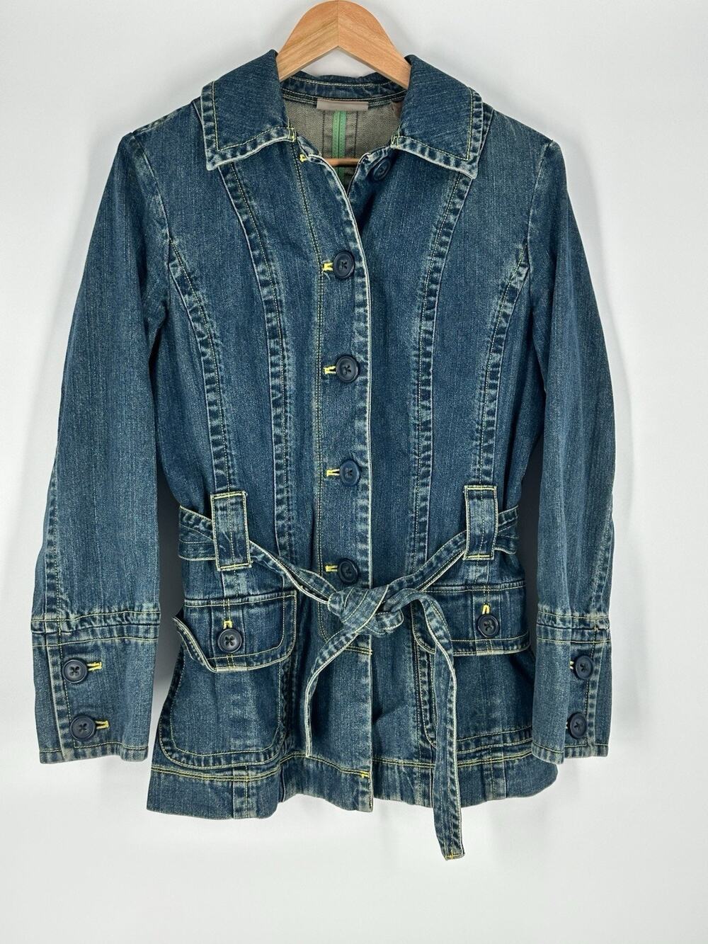 I.E. Relaxed Jacket Womens Med Denim Utility Zip Pocket Button Y2K Grunge 90’s